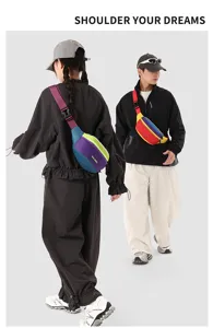 Farbblock Gürteltasche für Damen und Herren, stylische Umhängetasche für Outdoor Sport und Freizeit.