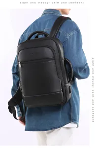 Zaino da lavoro in pelle PU da uomo, zaino da viaggio multifunzionale per computer portatile.