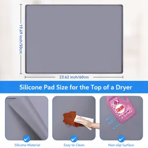 Silicone washing machine top mat dryer cover non-slip waterproof protective pad 60x50cm