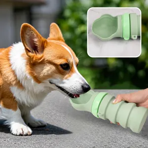 Tragbare faltbare Haustier-Wasserflasche für Hunde, Silikon Outdoor Trinkbecher mit weitem Napf.