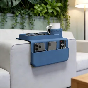 Multifunktionales Silikon Couch Tassenhalter Tablett Anti-Rutsch Sofa Armlehne Organizer Halter Mit Aufbewahrungstaschen Für Wohnzimmer