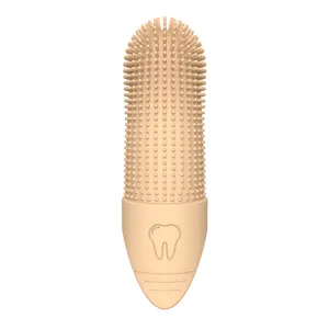 Pet silicone finger toothbrush for dogs and cats, soft teeth cleaning tool for oral care.