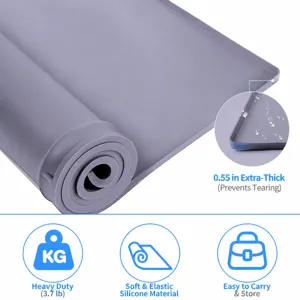 Grey silicone washing machine top mat with raised edges, waterproof and easy to clean storage pad.