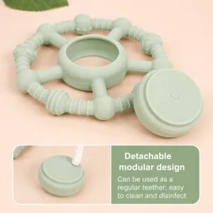 Silikon vibrierendes Baby Beissring Spielzeug mit abnehmbarem Modul für Babys und Kinder.