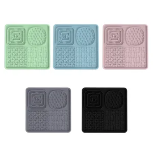 Tappetino leccare per cani in silicone con ventose, design a scomparti multipli, 5 colori disponibili.