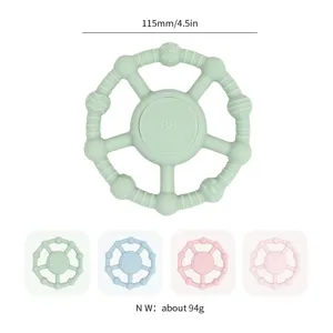 Silikon Baby Beissring Spielzeug mit Vibrationsdesign, beruhigender Molarenstab fuer Kleinkinder.