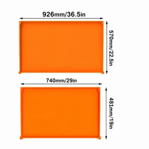 Silicone griddle mat protective cover for Blackstone grill with detailed size specifications.