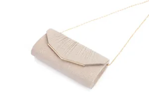 Women's sparkly evening clutch bag elegant glitter crossbody purse with gold chain strap.