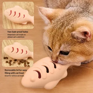 Interactive silicone cat toy fish shape chew molar pet supplies for indoor cats