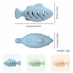 Silicone fish cat toy interactive chew toy teeth grinding pet supplies with multi-color options