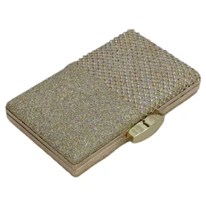 Elegant gold rhinestone evening clutch bag for women luxury party prom wedding handbag