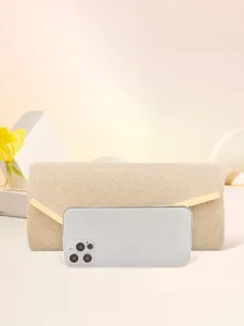 Élégante pochette de soirée pailletée pour femme, sac à main scintillant avec fermoir en V.