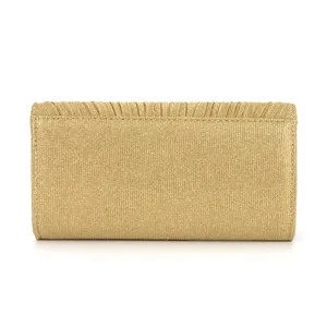 Gold glitter pleated clutch bag detail view elegant evening bag accessory design