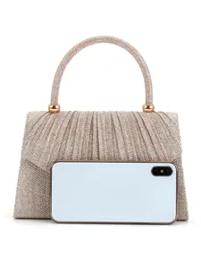 Sparkling glitter evening clutch bag for women, elegant party purse with top handle.
