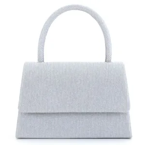 Sac de soirée pailleté argenté, sac à main minimaliste élégant pour femme et fête.