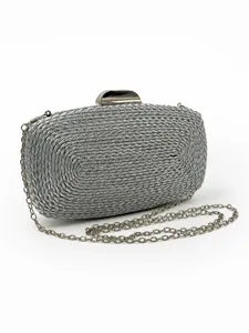 Sac de Soirée en Cuir PU Tissé pour Femmes Élégant Sac Bandoulière à Chaîne Pochette à Verrou Métallique pour Fête de Banquet