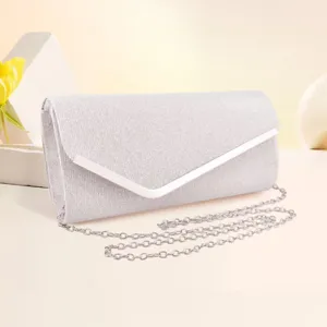 Sac de Soirée pour Femme Pochette Rigide Paillettes Brillantes Sac Bandoulière Chaîne Métallique Sac à Main Fête Mariage