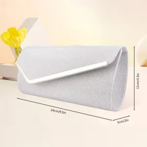 Sac pochette de soirée pailleté argenté pour femme, élégant sac à main de mariage et fête.