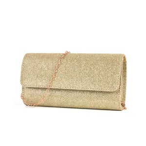 Élégante pochette de soirée pailletée dorée sac à bandoulière femme pour fête de mariage chic.