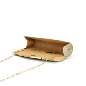 Women Gold Glitter Clutch Bag Evening Party Chain Crossbody Handbag Wedding Purse