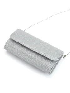 Sac de soirée pochette pailleté argenté pour femme avec chaîne élégant sac bandoulière de fête