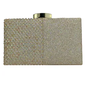 Rhinestone and glitter split detail of women evening clutch bag for party and wedding.