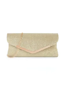Goldene Pailletten Abendtasche Clutch für Damen elegante V-Form Metall Umschlag Umhängetasche