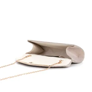 Elegant champagne glitter evening clutch bag with gold chain strap for women party prom weddings