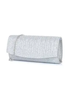 Women silver glitter evening clutch bag with chain strap for party main product display view
