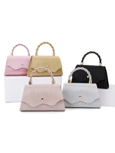 Fashion Glitter Evening Bag Women's Sequins Handbag Wedding Party Shoulder Bag Metal Handle Evening Clutch Purse