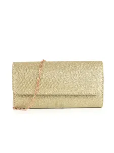 Sac de soirée pochette à paillettes dorées brillantes avec chaîne bandoulière en or rose pour femme.