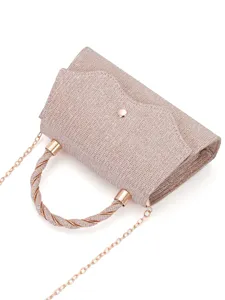 Elegant glitter evening bag with chain strap, perfect for weddings, parties and formal events.