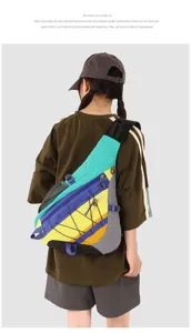 Lightweight color-block sling backpack for women, ideal for outdoor sports and daily casual use.