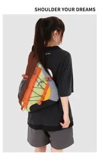 Casual outdoor sling bag for women, lightweight color-block cross-body backpack for cycling.