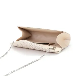 Elegant Women Pleated Evening Clutch Bag Metallic Chain Crossbody Wedding Bridal Party Purse