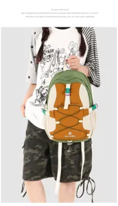 Wasserdichter Colorblock Wanderrucksack für Outdoor, leichter Tagesrucksack mit Taschen