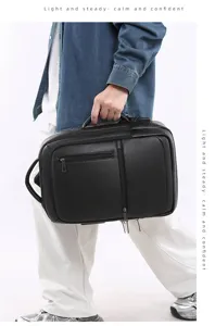 Zaino da lavoro casual da uomo in pelle PU con porta USB design elegante e multifunzione