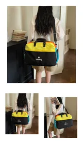 Borsa da viaggio colorblock per brevi soggiorni, borsone leggero a spalla per palestra e volo.