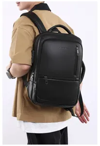 Zaino uomo affari casual in pelle PU con porta USB e serratura a combinazione per lavoro e viaggi.