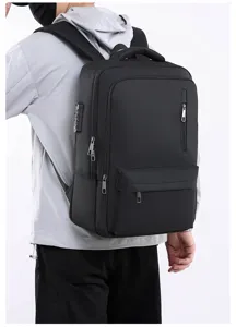 Sac à dos homme affaires anti-vol port USB voyage ordinateur portable cartable noir