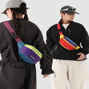 Unisex Farbblock Gürteltasche Nylon Patchwork Umhängetasche Outdoor Sport Lässig Bauchtasche Multi Tasche Schulter Handy Tasche