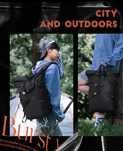Ανδρικό σακίδιο roll-top ταξιδιού outdoor αδιάβροχο μεγάλη χωρητικότητα λεπτομέρειες