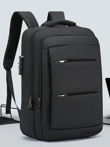 Sac à Dos d'Affaires pour Hommes Tissu Oxford Grande Capacité Sac de Voyage Anti Vol Serrure à Combinaison Sac à Dos Ordinateur Sac de Navette