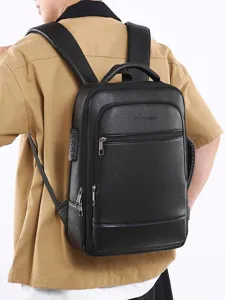 Zaino da lavoro in pelle PU nera con serratura antifurto ideale per viaggi e studio.