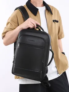 Zaino uomo in pelle PU affari borsa per laptop viaggio casual zainetto scolastico
