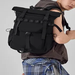 Unisex roll-top backpack outdoor casual travel laptop daypack with large capacity.