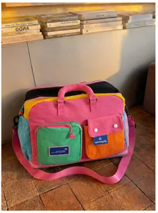 Kleurrijke canvas reistas duffelbag voor dames en heren, grote sporttas voor het weekend.