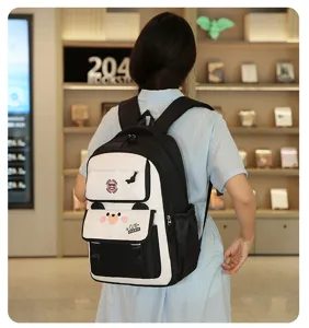 Grand sac a dos pour etudiant bloc de couleur, sac d'ecole de loisirs elegant usage quotidien.
