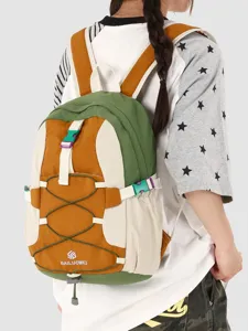 Farbblock Outdoor Bergsteigen Reise Rucksack fuer taegliches Wandern, Schule und Camping.