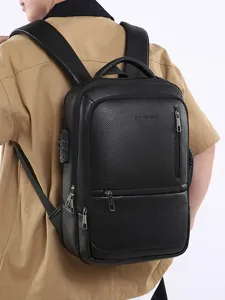 Zaino da Lavoro per Uomo in Pelle PU Casual Commuter Zaino porta PC con Porta USB e Lucchetto a Combinazione Antifurto